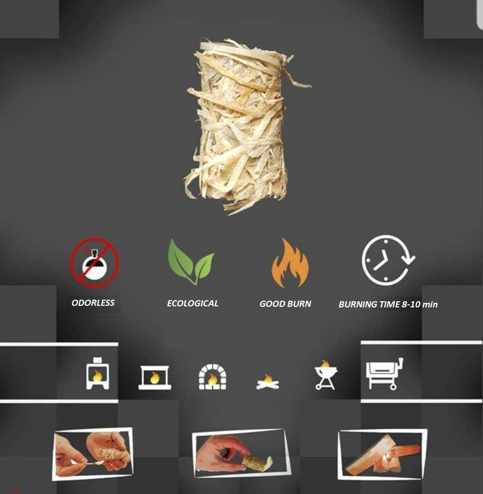 Firelighters, ecological, natural, eco friendly, set up fire on any fireplace 80 - Fresh Stock Dated February 2026