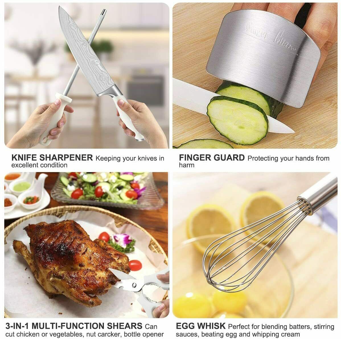 Knife Set, 23-Piece Kitchen Knife Set with Block Wooden German Stainless Steel - Fresh Stock Dated January 2026