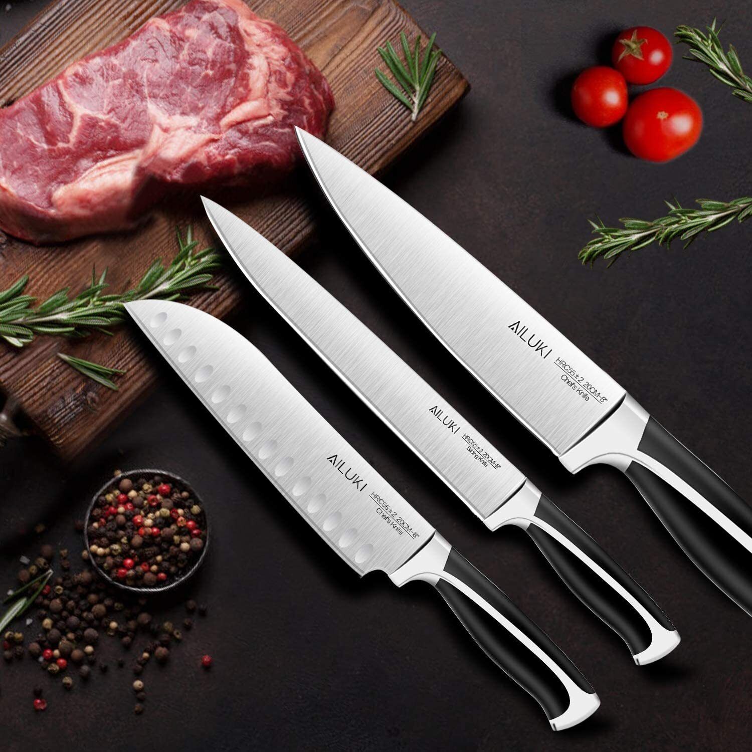 18-Piece Professional Chef Kitchen Knife Set with Block Wooden German Stainless - Fresh Stock Dated February 2026