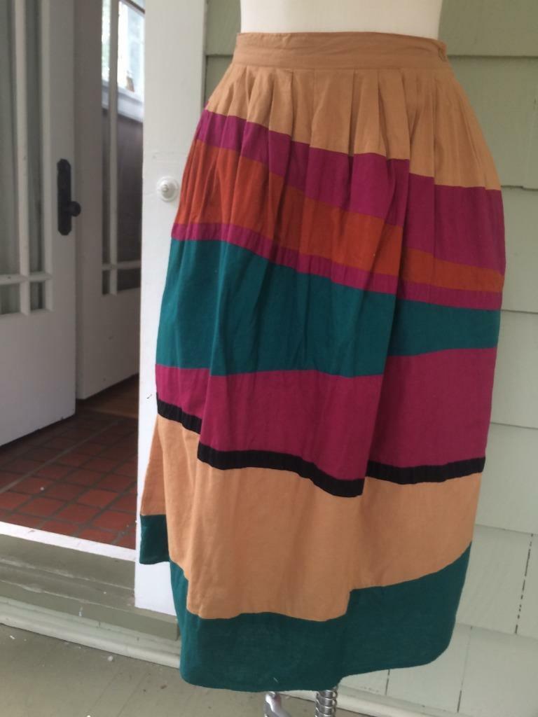 Vtg 70s 80s color block desert cotton skirt - waist 26 - small - Fresh Stock Dated March 2026