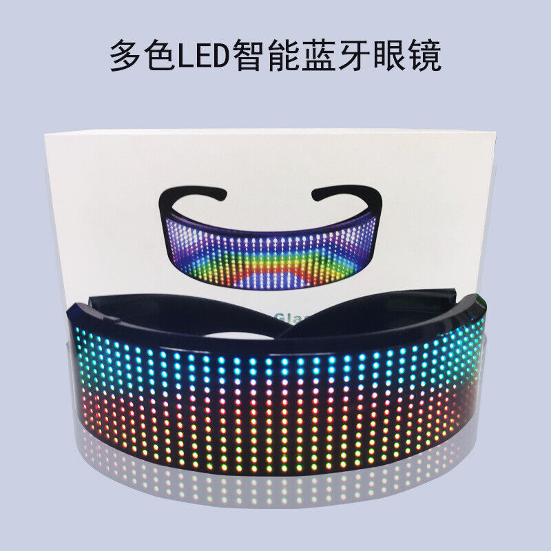USB Charging Bluetooth Display Glasses Programmable LED Text Glowing Gift Party - Fresh Stock Dated December 2025