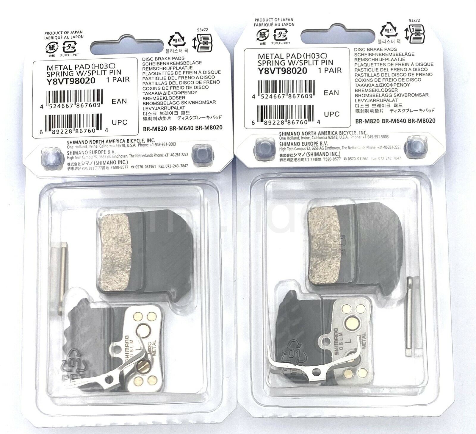 Shimano SAINT ZEE Metal 4-Piston Brake Pads H03C W/ Spring+Fin Y8VT98020 2 Pairs - Fresh Stock Dated February 2026