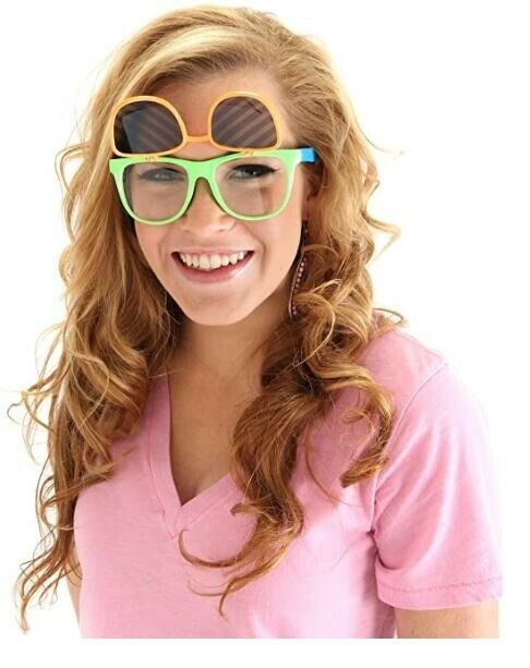 Flip Up Neon Hipster Costume Glasses - Fresh Stock Dated February 2026