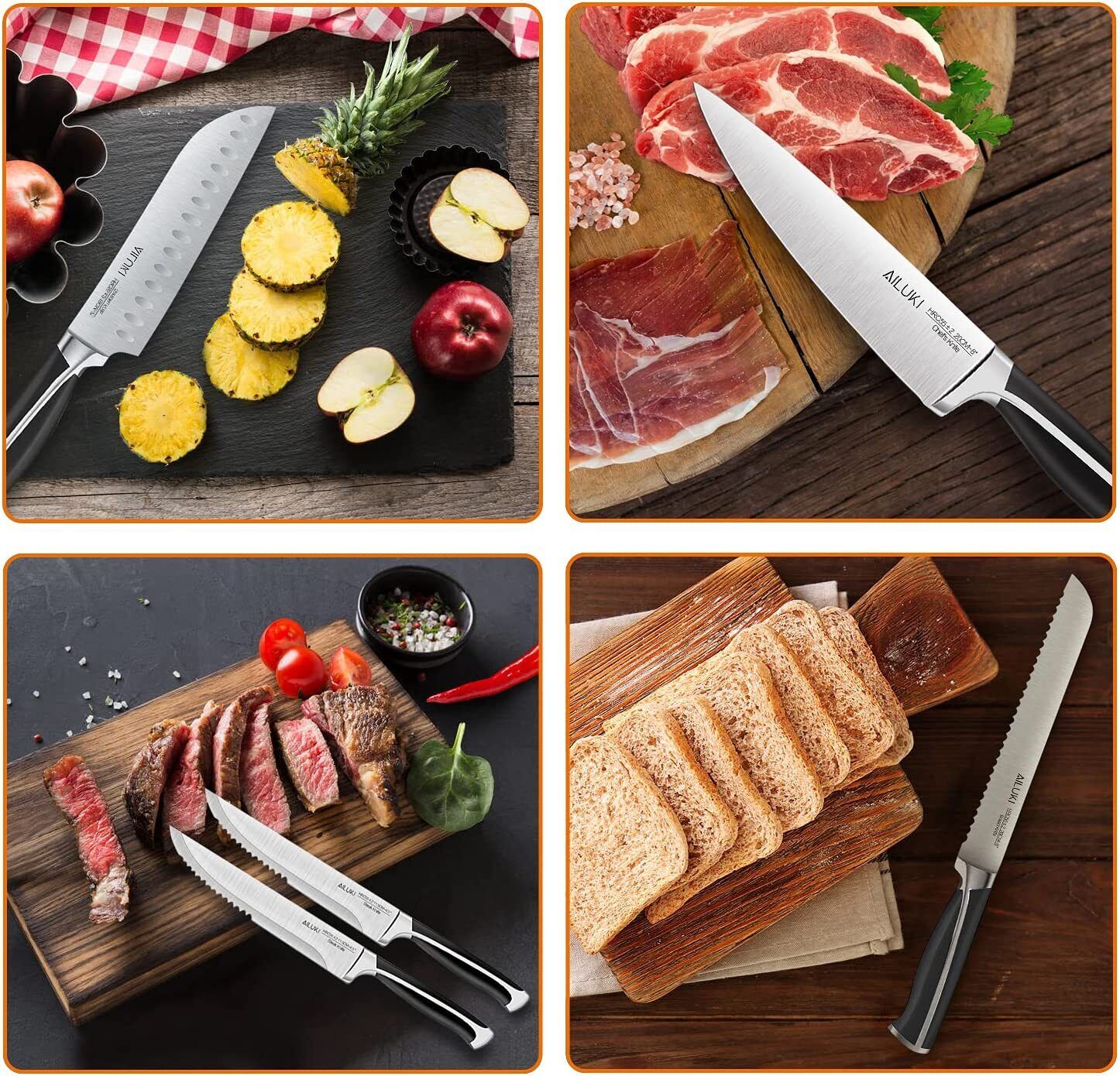 18-Piece Professional Chef Kitchen Knife Set with Block Wooden German Stainless - Fresh Stock Dated February 2026