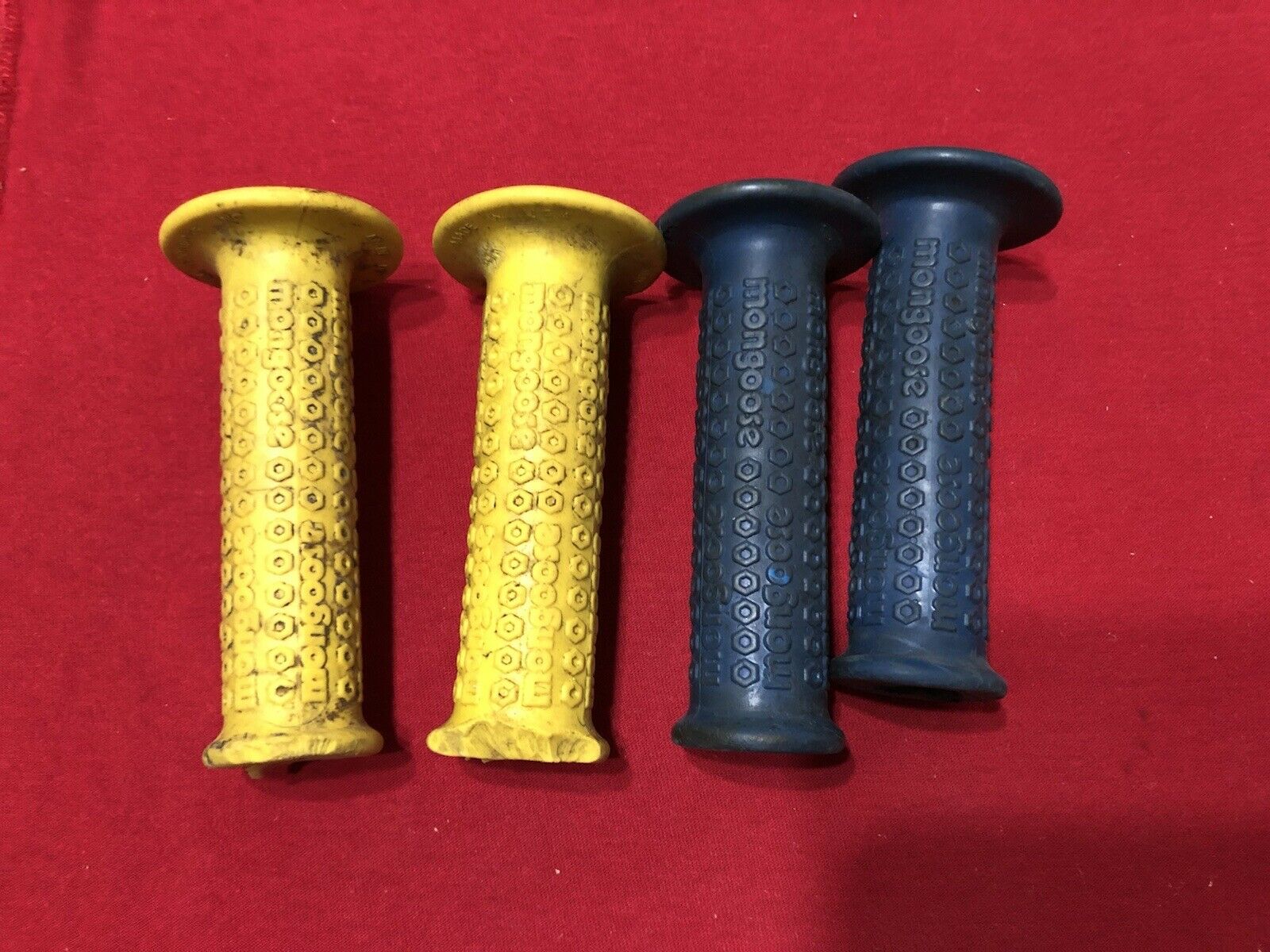 ORIGINAL MONGOOSE GRIPS YELLOW BLUE OLD SCHOOL BMX - Fresh Stock Dated December 2025
