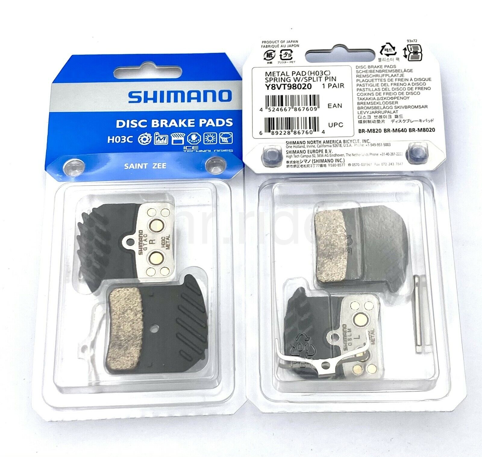Shimano SAINT ZEE Metal 4-Piston Brake Pads H03C W/ Spring+Fin Y8VT98020 2 Pairs - Fresh Stock Dated February 2026
