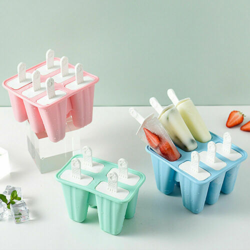 6Hole Ice Pop Molds Reusable Silicone Juice Popsicle Mould Easy Release BPA Free - Fresh Stock Dated February 2026