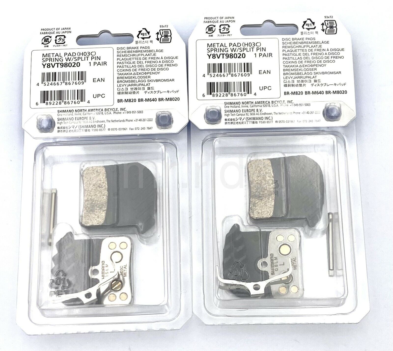 Shimano SAINT ZEE Metal 4-Piston Brake Pads H03C W/ Spring+Fin Y8VT98020 2 Pairs - Fresh Stock Dated February 2026