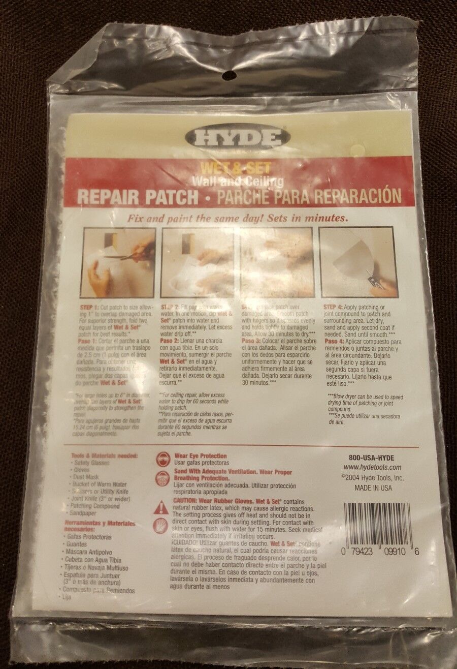 Hyde Wet & Set Wall And Ceiling Repair Patch ~ LOT OF (2) / Each is 5