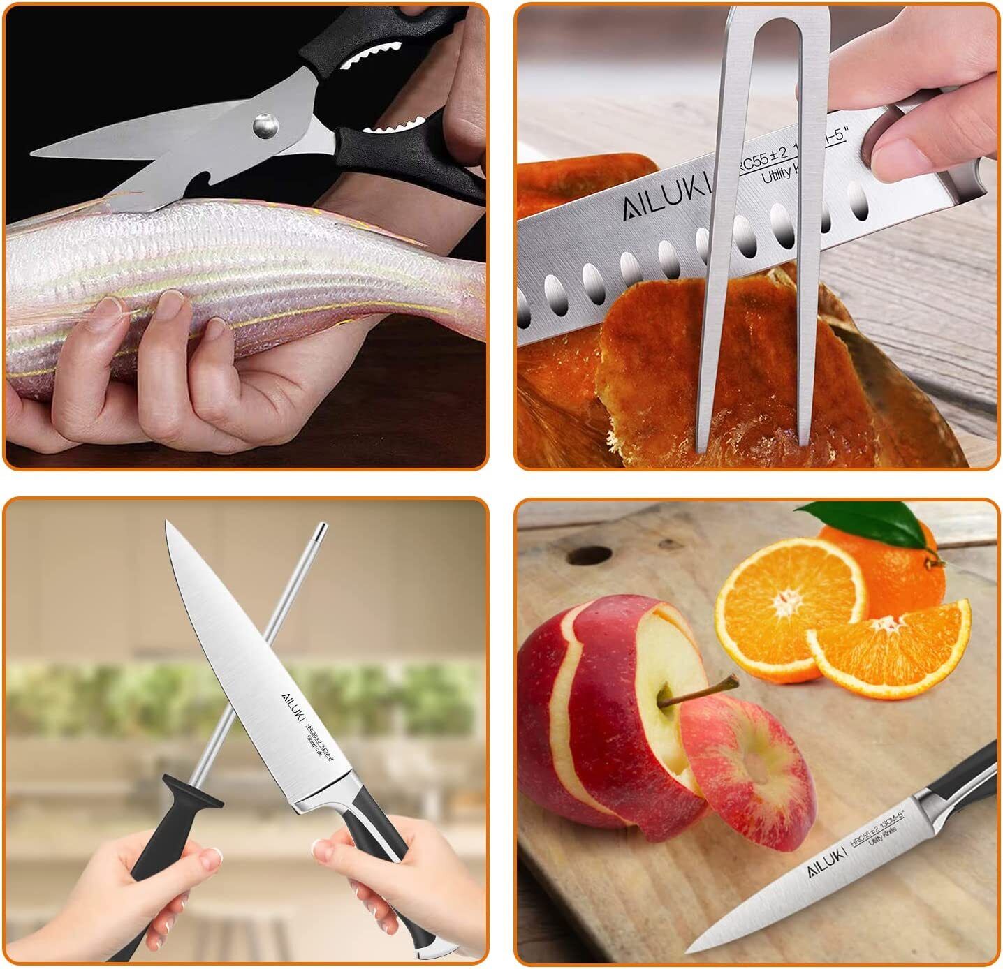 18-Piece Professional Chef Kitchen Knife Set with Block Wooden German Stainless - Fresh Stock Dated February 2026