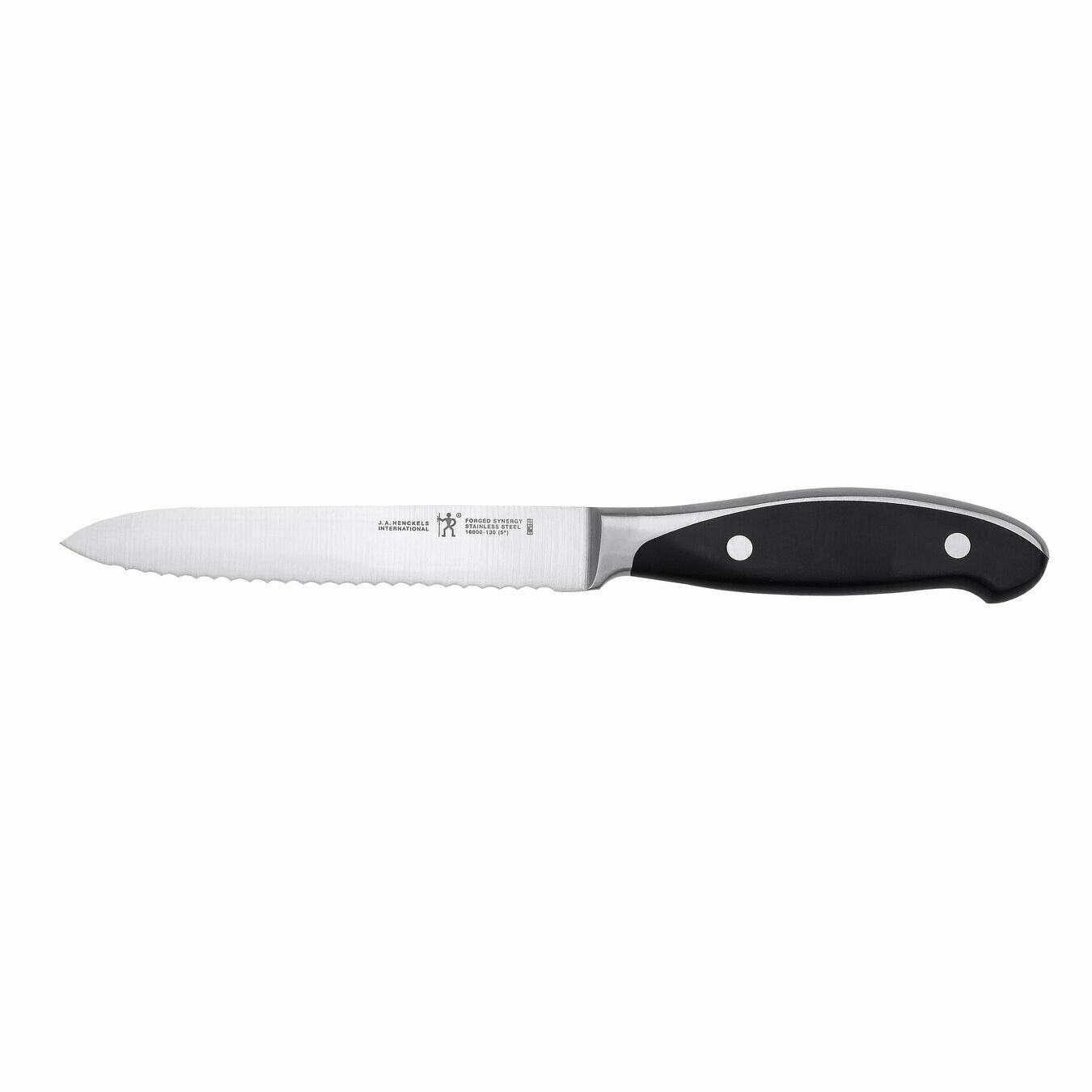 HENCKELS Forged Synergy Serrated Utility Knife, 5-inch, Black/Stainless Steel - Fresh Stock Dated January 2026