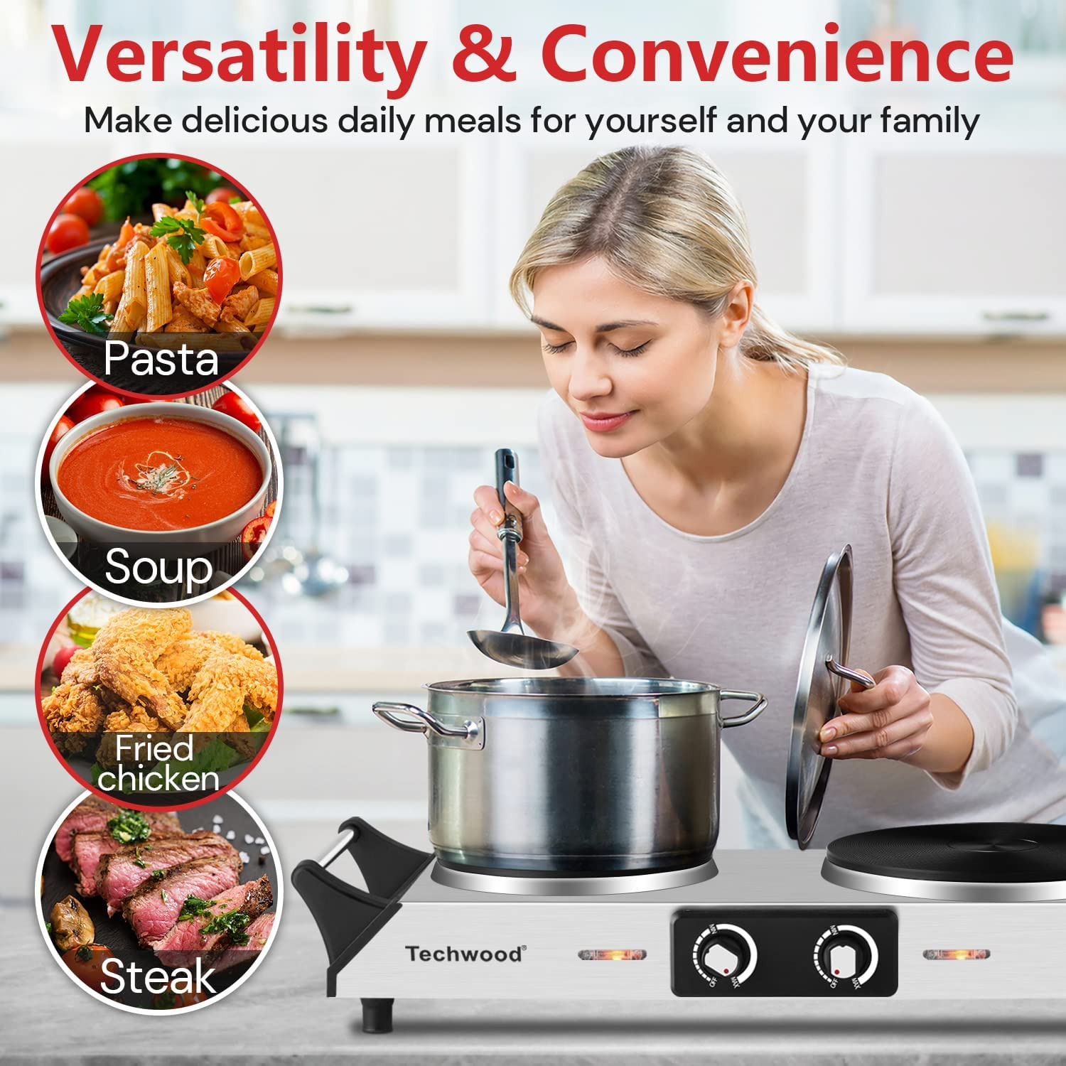 Hot Plate Techwood Doubel Burners for Cooking 1800W Countertop Electric Stove... - Fresh Stock Dated December 2025