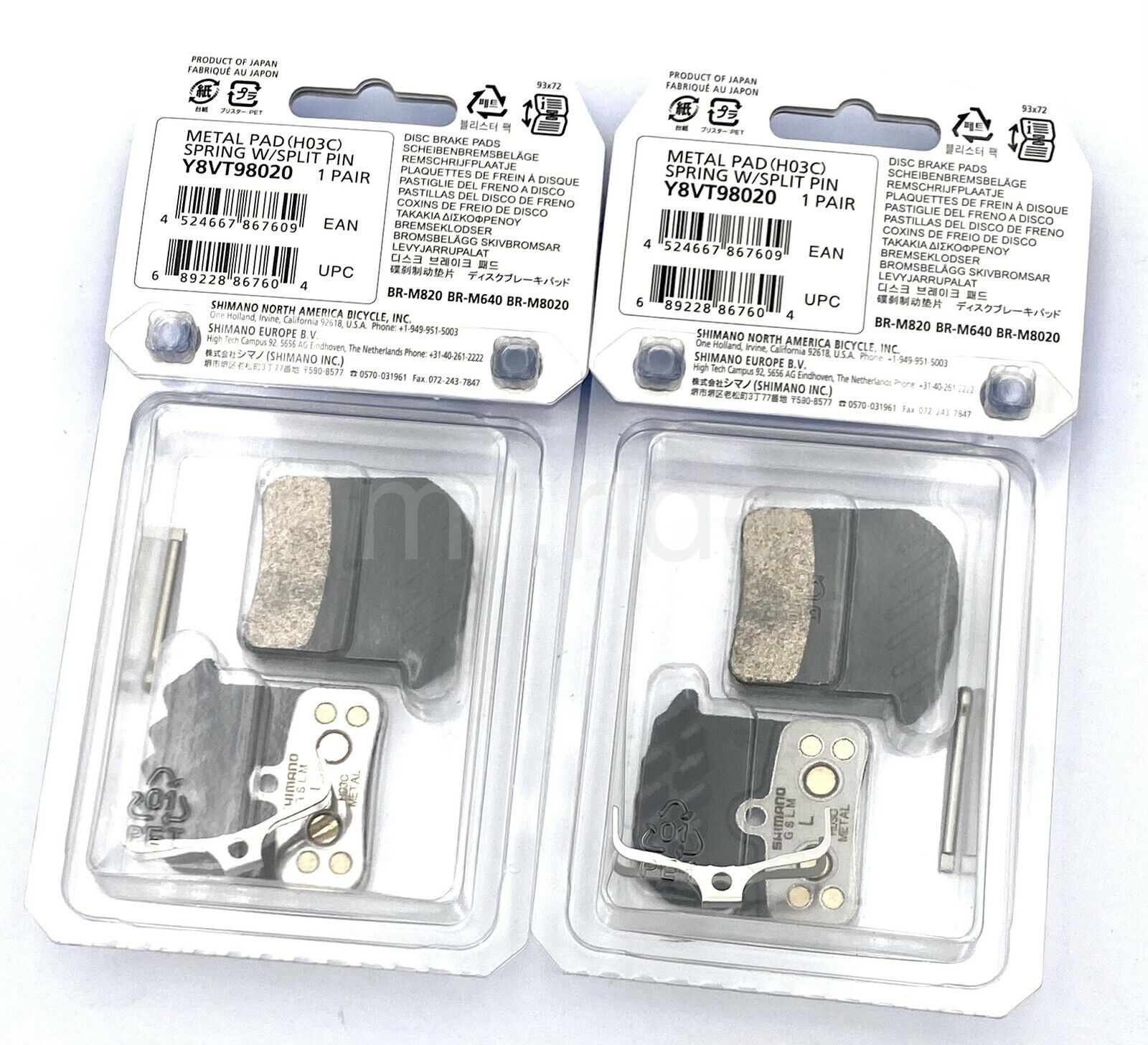 Shimano SAINT ZEE Metal 4-Piston Brake Pads H03C W/ Spring+Fin Y8VT98020 2 Pairs - Fresh Stock Dated February 2026