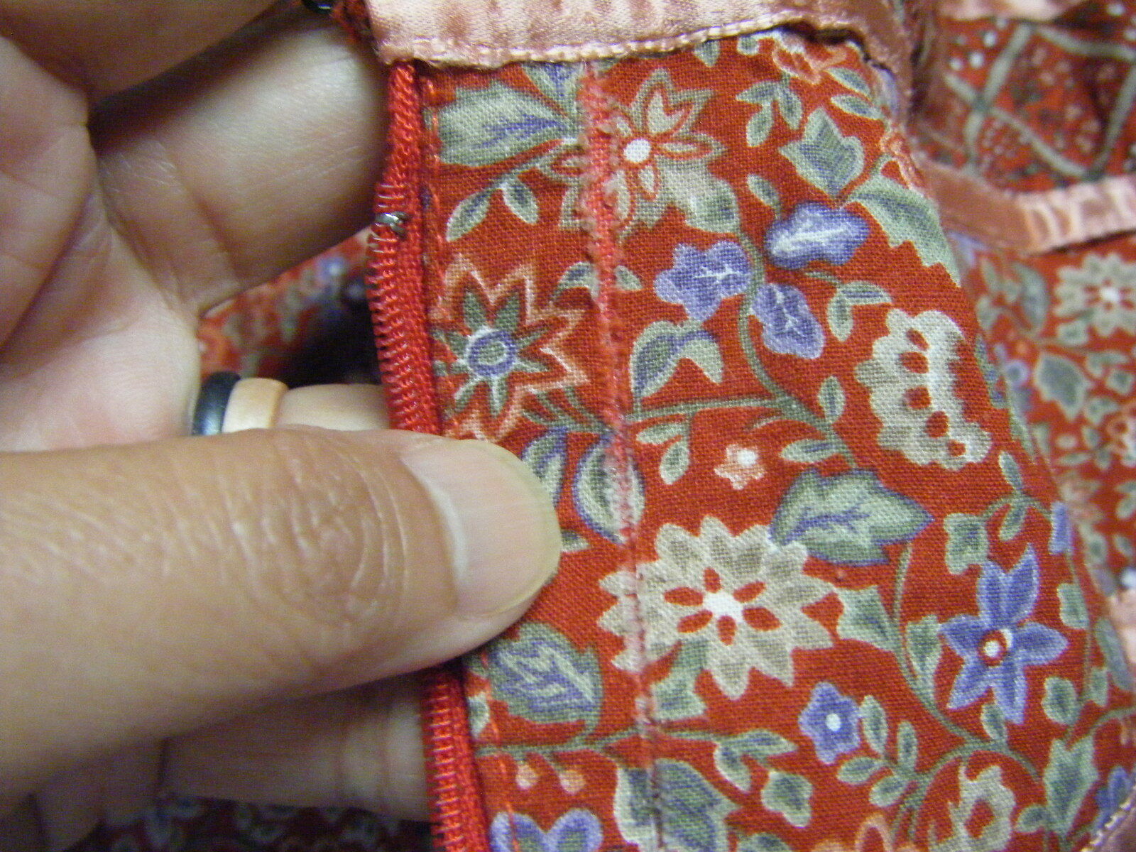 JESSICA'S GUNNIES Vtg 70s Red Floral Ruffle Lace High Waist Skirt-Waist 26.5