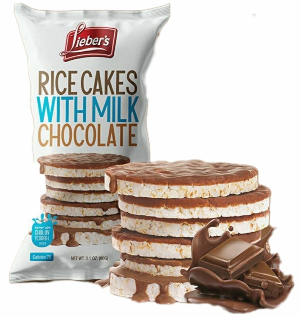 Lieber's Milk Chocolate Covered Rice Cakes, 3.1 oz (Pack of 16) - Fresh Stock Dated February 2026
