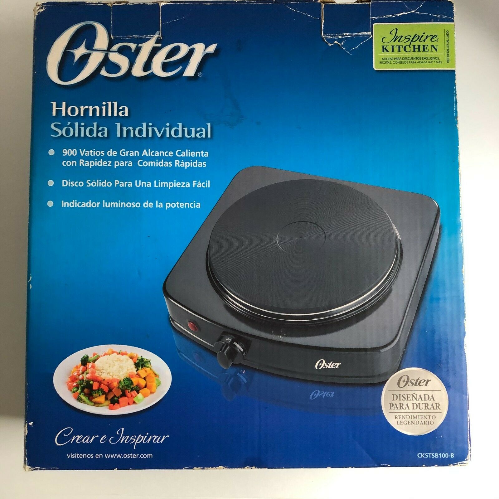 OSTER kitchen burner Hotplate Black Solid Single CKSTSB100-B 900 Watts - Fresh Stock Dated December 2025