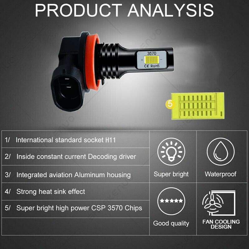 For Suzuki Hayabusa GSX1300R 2008-2017 - 4X H9+H7 LED Headlights Bulbs White HKB - Fresh Stock Dated February 2026