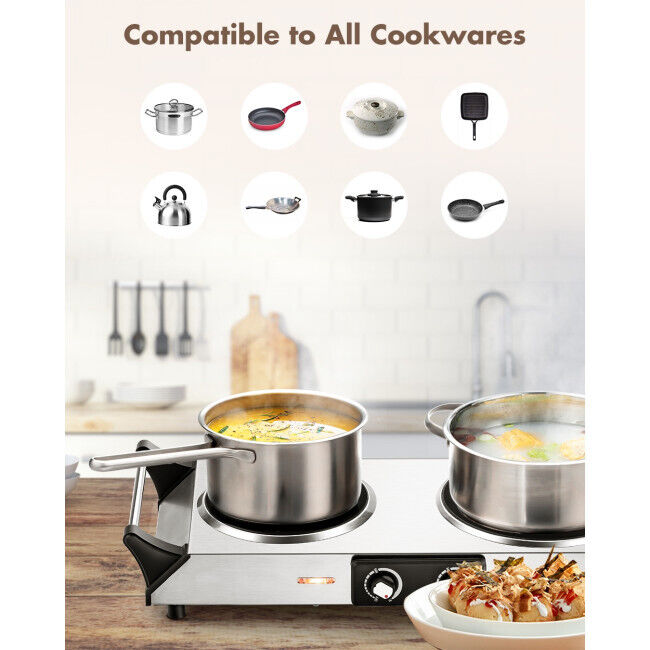 Electric Stove Double Infrared Ceramic Hot Plate Pan Cooking Two Control Cooktop - Fresh Stock Dated February 2026