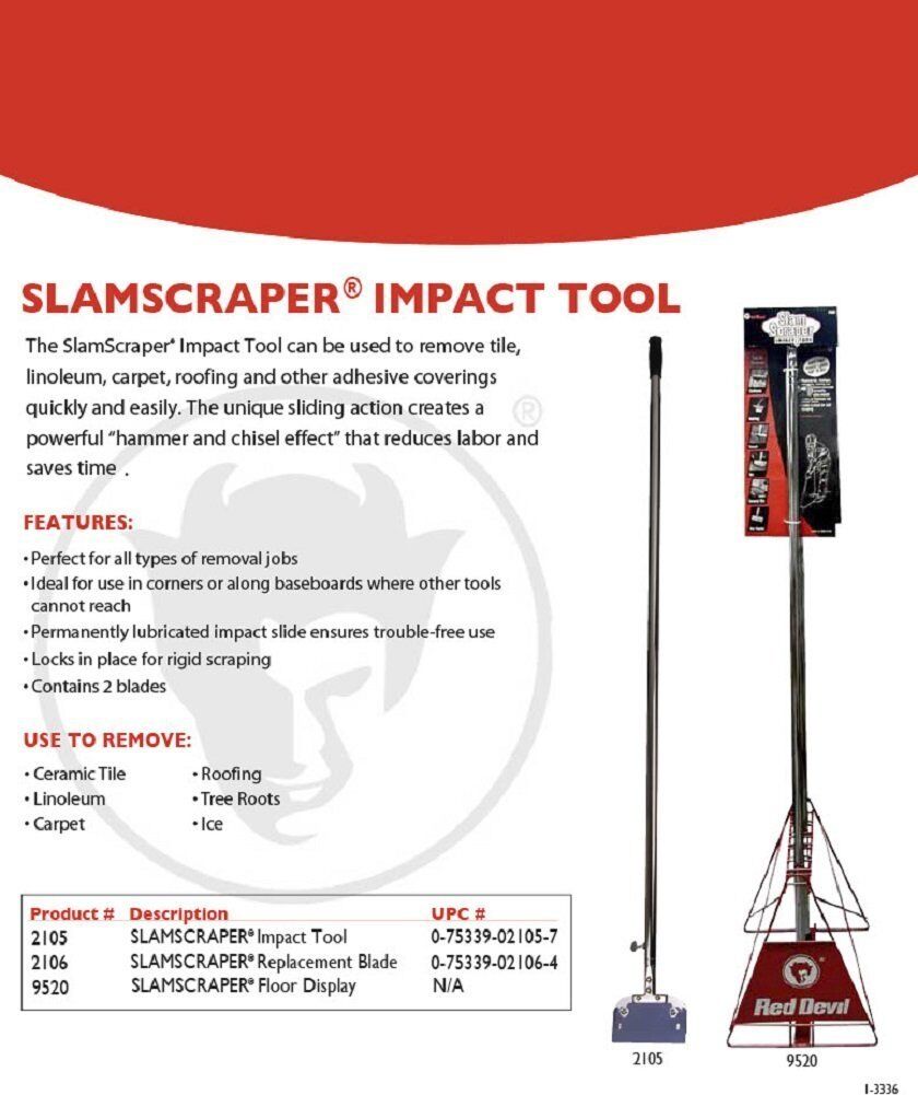 Scraper Impact Tool Tile Linoleum Roofing Carpet Adhesive Remover Chisel Blade - Fresh Stock Dated February 2026