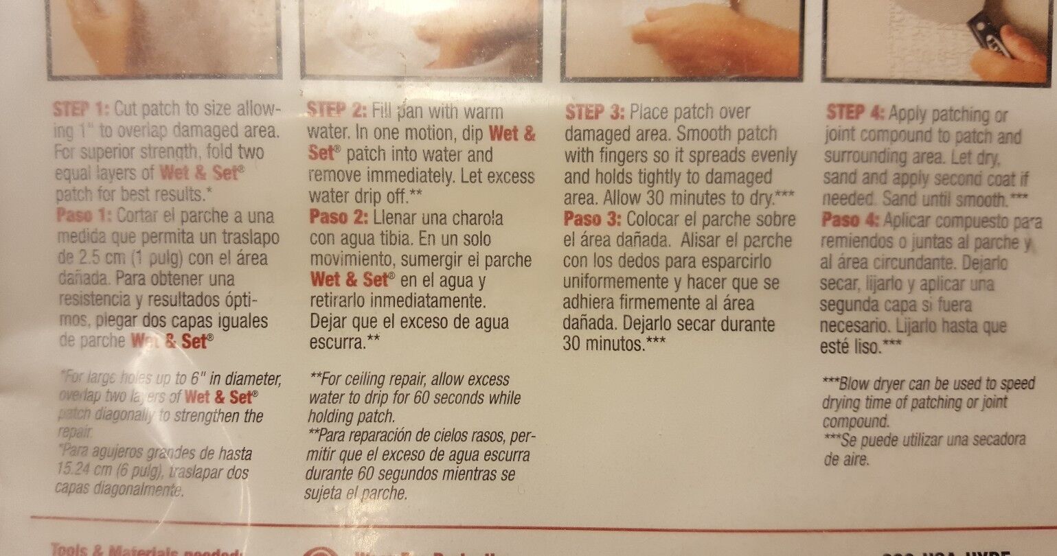 Hyde Wet & Set Wall And Ceiling Repair Patch ~ LOT OF (2) / Each is 5