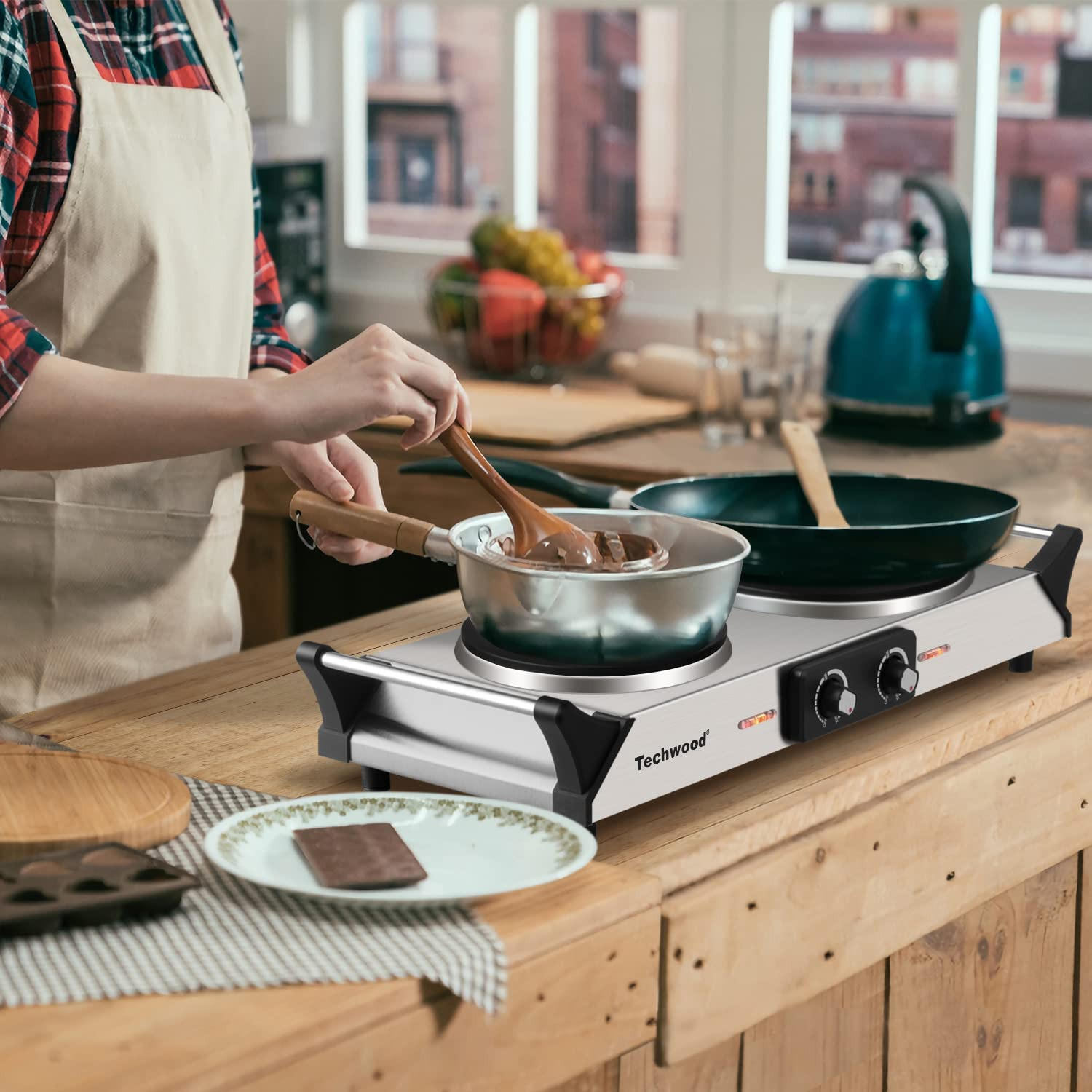 Hot Plate Techwood Doubel Burners for Cooking 1800W Countertop Electric Stove... - Fresh Stock Dated December 2025