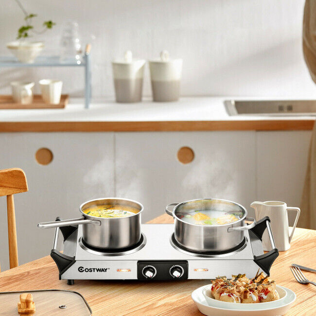 Electric Stove Double Infrared Ceramic Hot Plate Pan Cooking Two Control Cooktop - Fresh Stock Dated February 2026