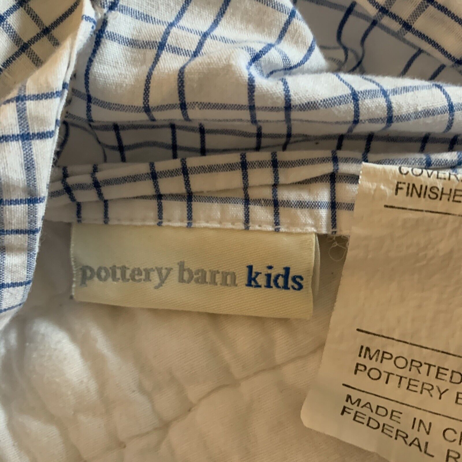 Pottery Barn Kids Red White Blue Stripe Plaid Gingham Quilted Standard Sham - Fresh Stock Dated February 2026