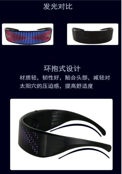 USB Charging Bluetooth Display Glasses Programmable LED Text Glowing Gift Party - Fresh Stock Dated December 2025
