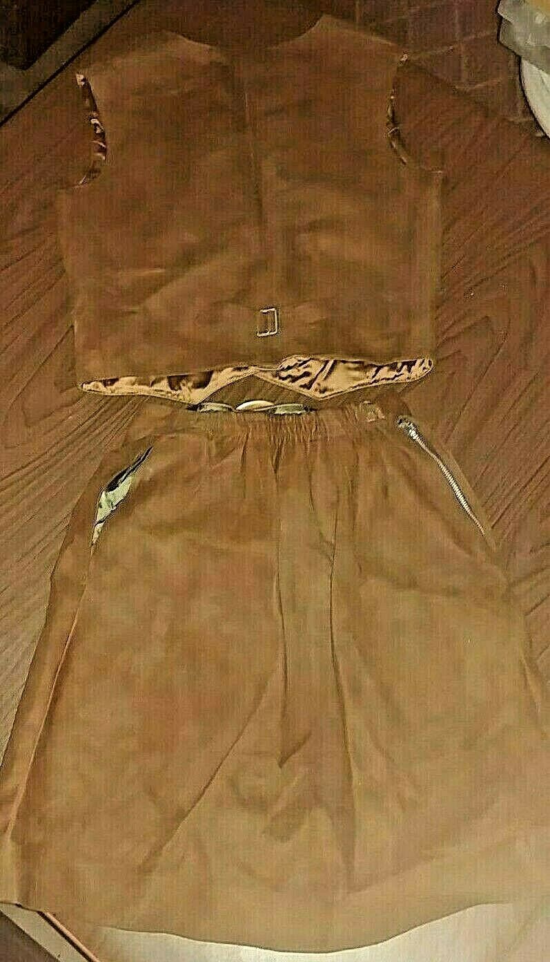 60's Vintage Mod suede leather vest  & mini skirt set;  Custom made Size Small - Fresh Stock Dated March 2026