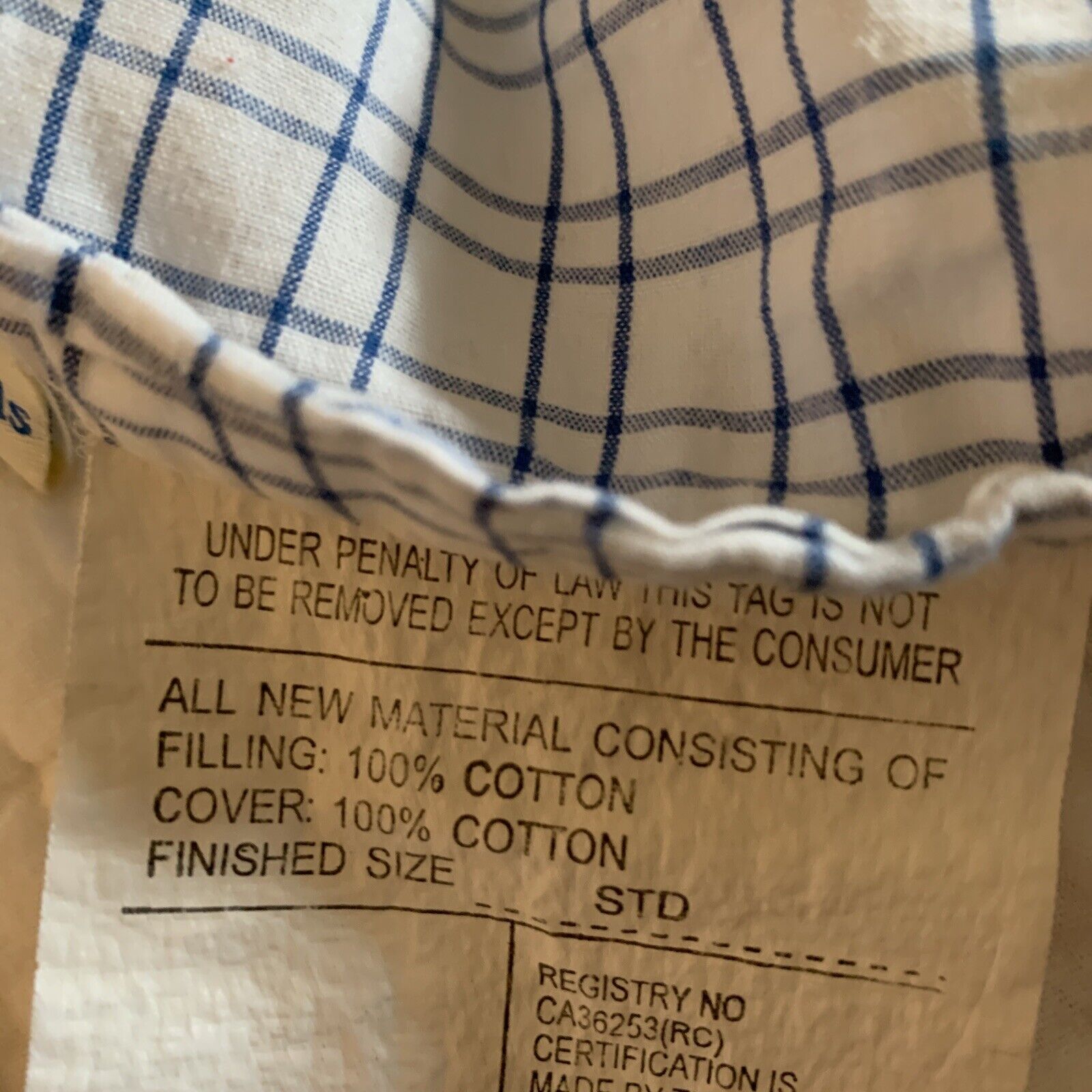 Pottery Barn Kids Red White Blue Stripe Plaid Gingham Quilted Standard Sham - Fresh Stock Dated February 2026