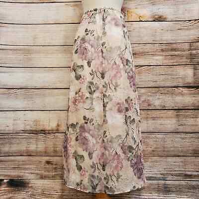 Vintage 90s 67 Karol Place Tan Pink Floral Maxi Skirt Womens Size 29