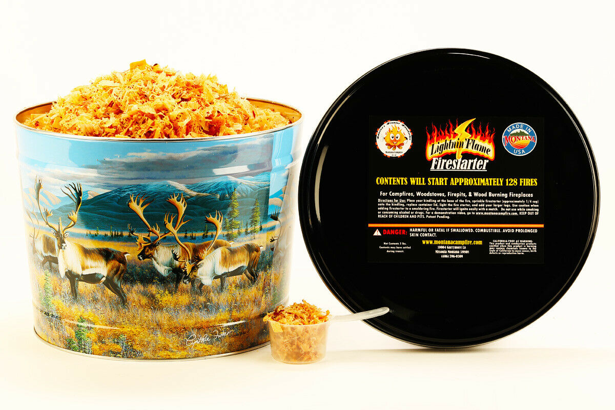 Home Fireplace Stove & Grill Fire Starter in Decorative Tin Lights 128 Fires - Fresh Stock Dated February 2026