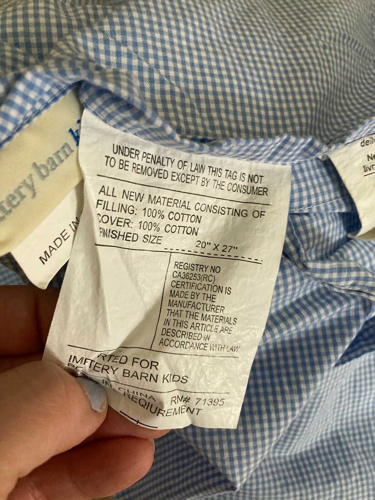 POTTERY BARN Madras Plaid Red White Blue Plaid Quilted Pillow Sham SET 20