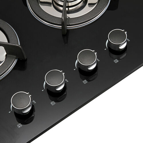 23.6'' Tempered Glass 4 Burner (2.75-3 KW) Gas Stove Kitchen Cooktops Cooker Hob - Fresh Stock Dated December 2025