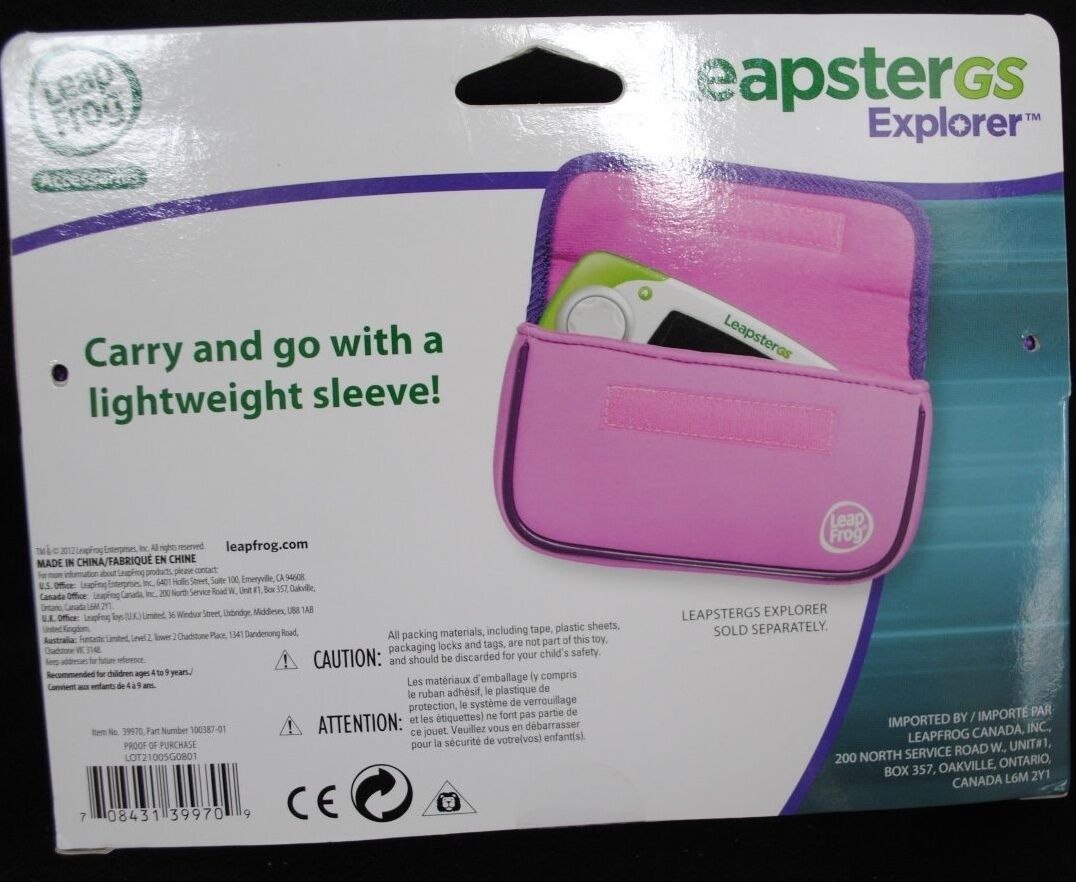 Leap Frog Leapster GS Explorer Neoprene Sleeve Pink 7.75 in X 4.50 in - Fresh Stock Dated December 2025
