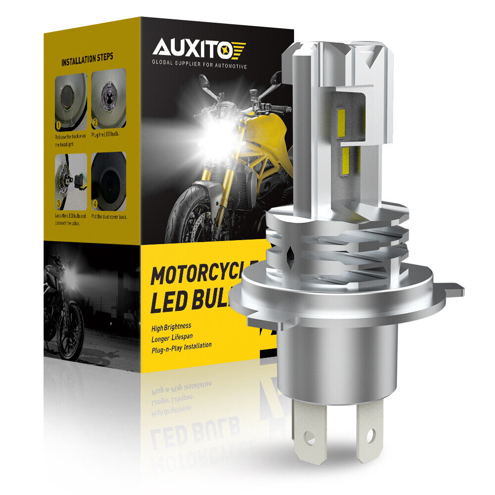 AUXITO H4 9003 LED Motorcycle Headlight Bulb High Low Beam 6500K Power M4 EOA - Fresh Stock Dated February 2026