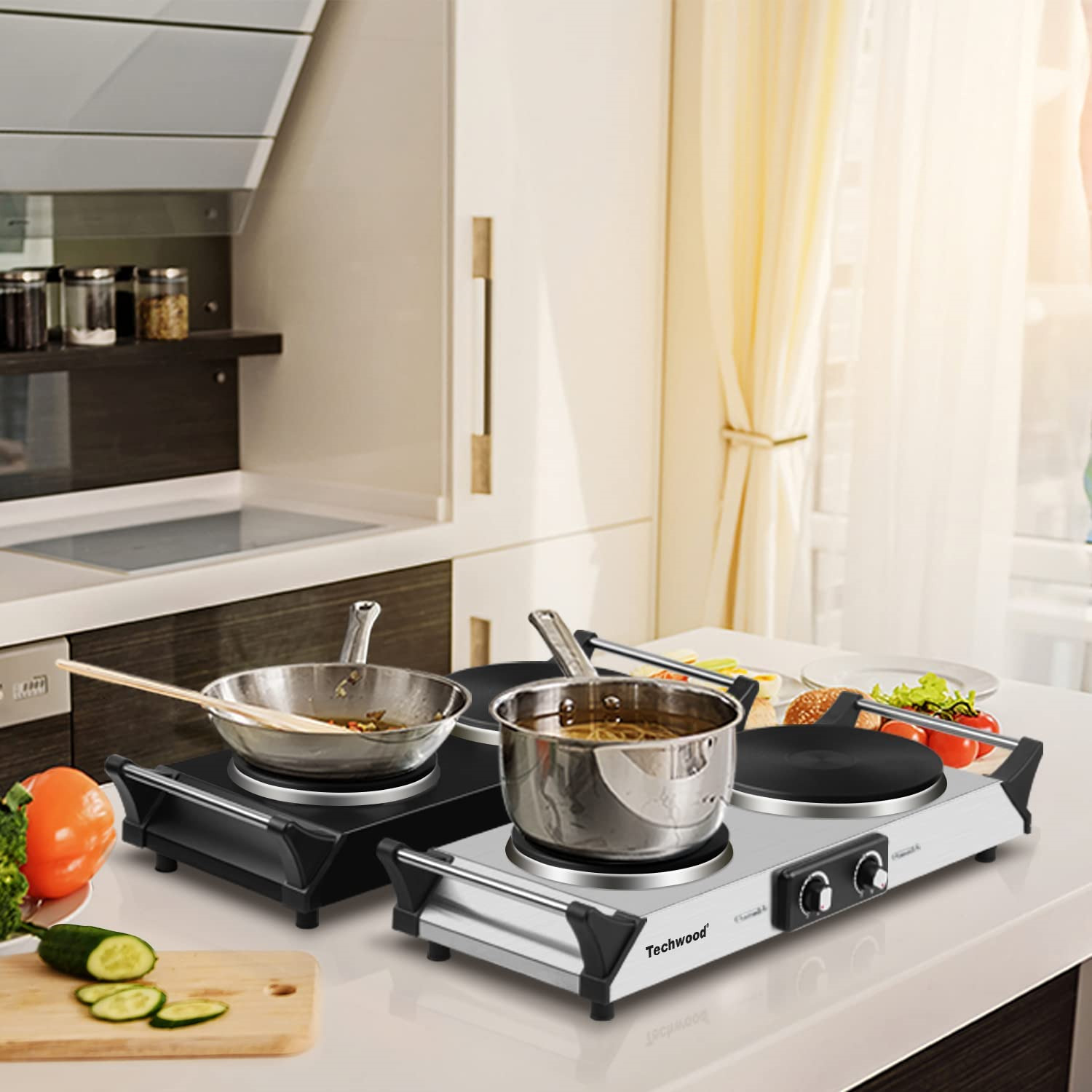 Hot Plate Techwood Doubel Burners for Cooking 1800W Countertop Electric Stove... - Fresh Stock Dated December 2025