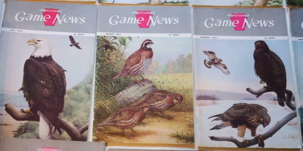 14 1950s Pennsylvania Game News Issues,all Dr. Earle Poole Bird Covers in Color - Fresh Stock Dated December 2025