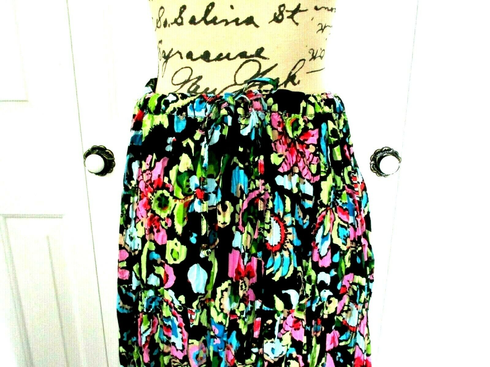 VTG  80's White Stag Bright Floral Boho Indie Crinkled Broom Skirt  Sz 12/14 - Fresh Stock Dated March 2026
