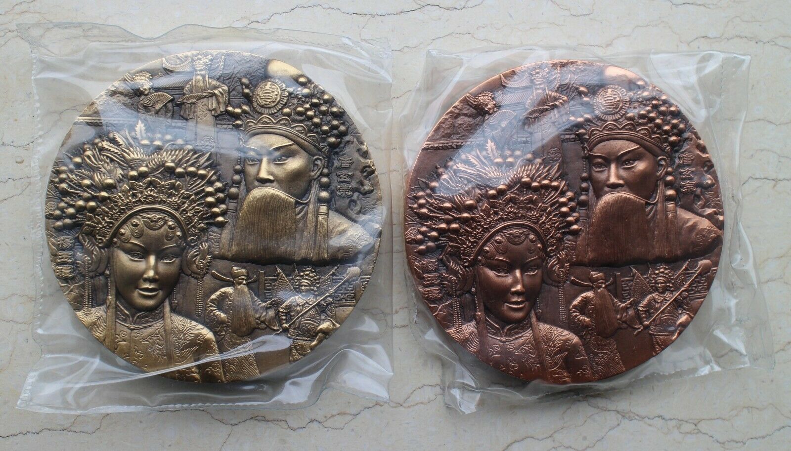 A Pair of China 90mm Medals - Peking Opera Series - Palace of Eternal Youth - Fresh Stock Dated February 2026