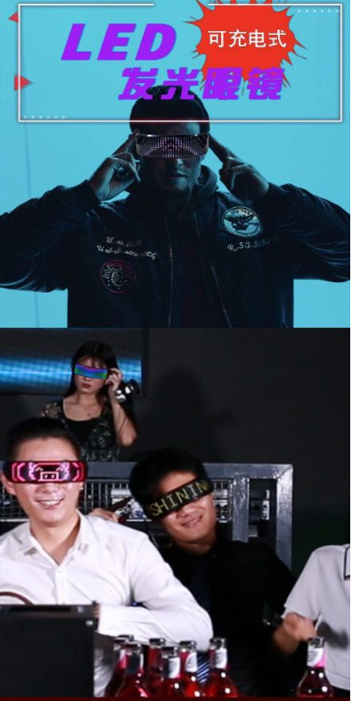 USB Charging Bluetooth Display Glasses Programmable LED Text Glowing Gift Party - Fresh Stock Dated December 2025