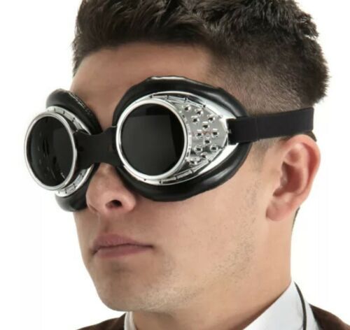 Elope Steampunk Atomic Punk ADULT Silver Black Radioactive Aviator Glasses G1 - Fresh Stock Dated December 2025