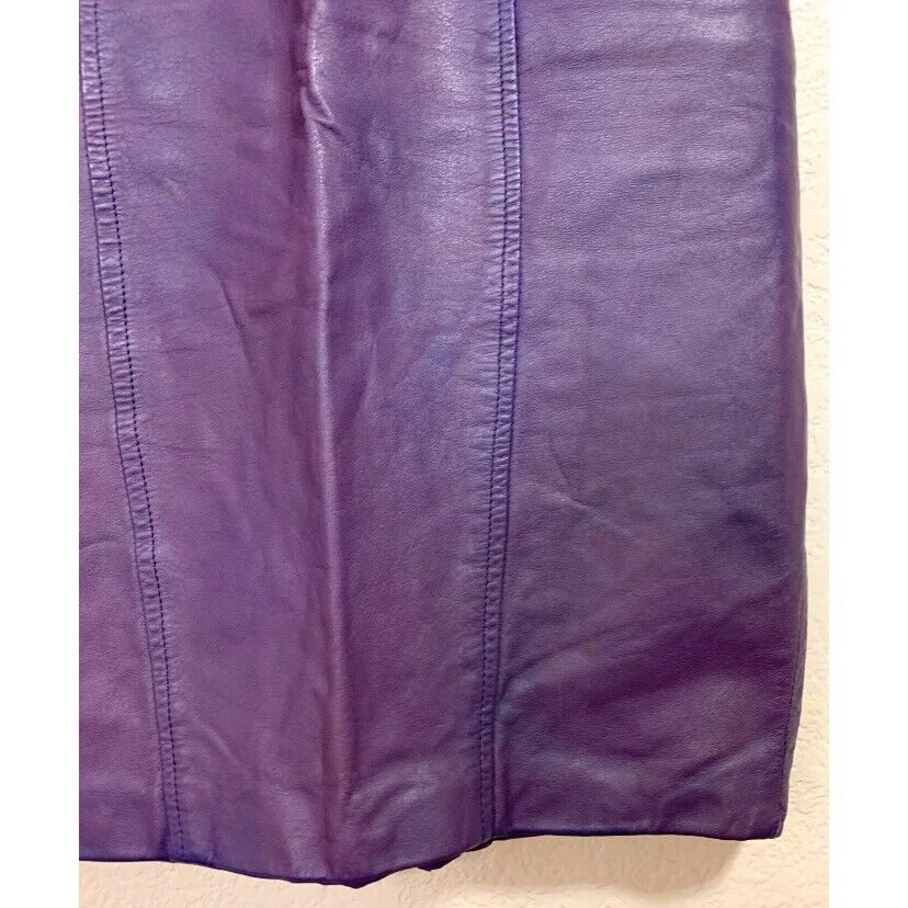 Pelle Cuir Vintage 80s Purple Leather Pencil Skirt Womens 4 - Fresh Stock Dated March 2026