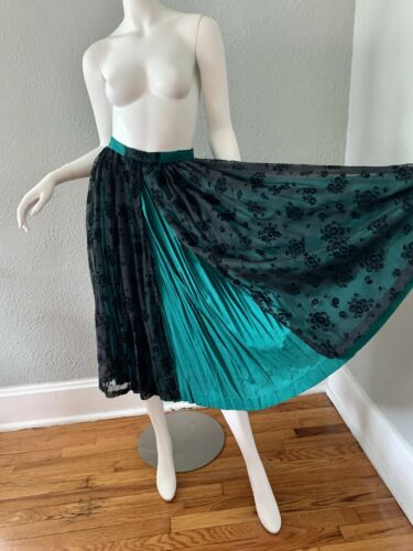 Vintage 90s Black Lace Gyspy Boho Burnout Velvet High Waist Midi Skirt M/L - Fresh Stock Dated December 2025