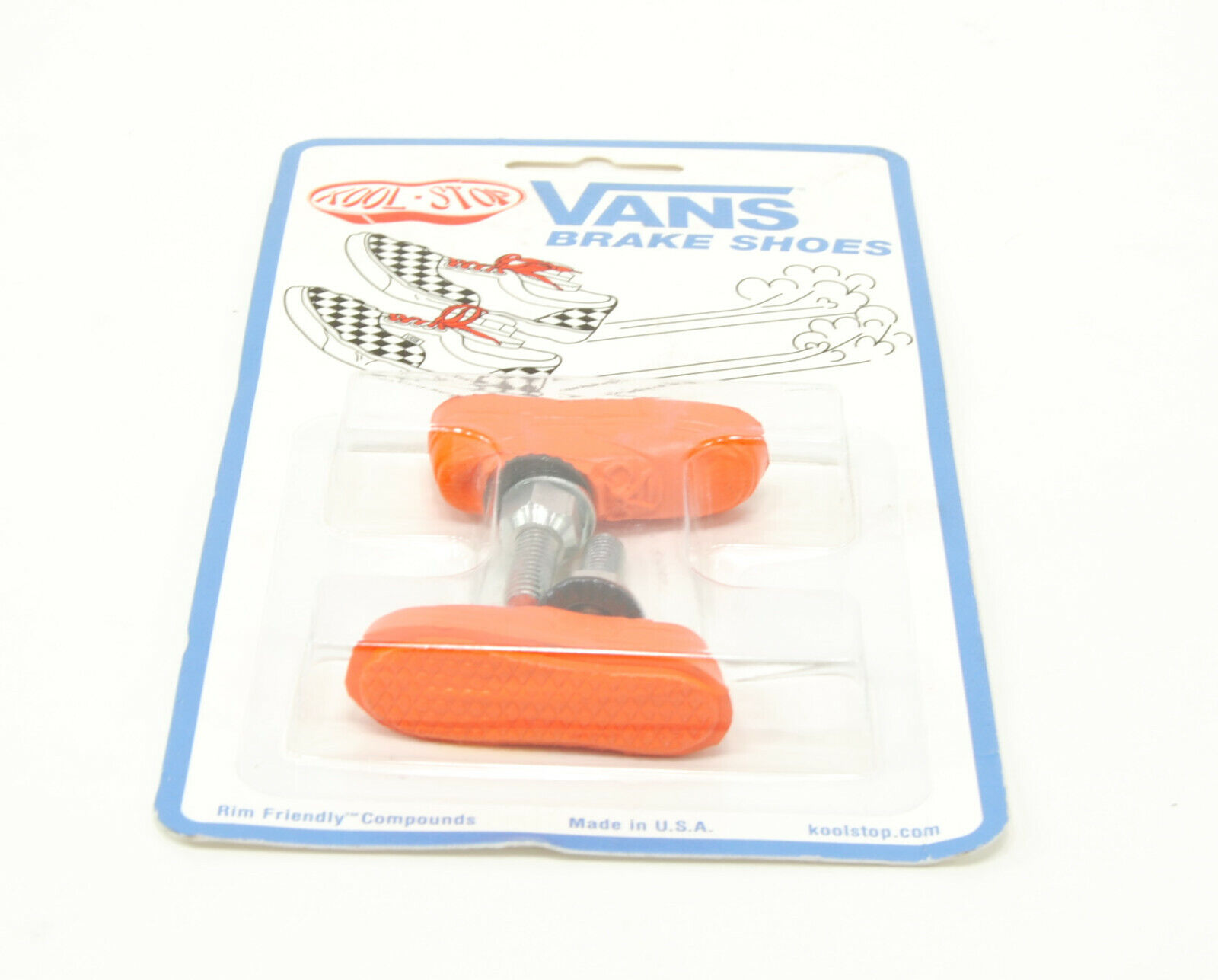 Kool Stop bicycle bike Vans BMX THREADED brake pads ORANGE (PAIR) MADE IN USA - Fresh Stock Dated February 2026