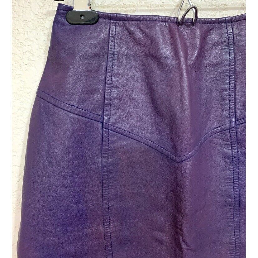 Pelle Cuir Vintage 80s Purple Leather Pencil Skirt Womens 4 - Fresh Stock Dated March 2026