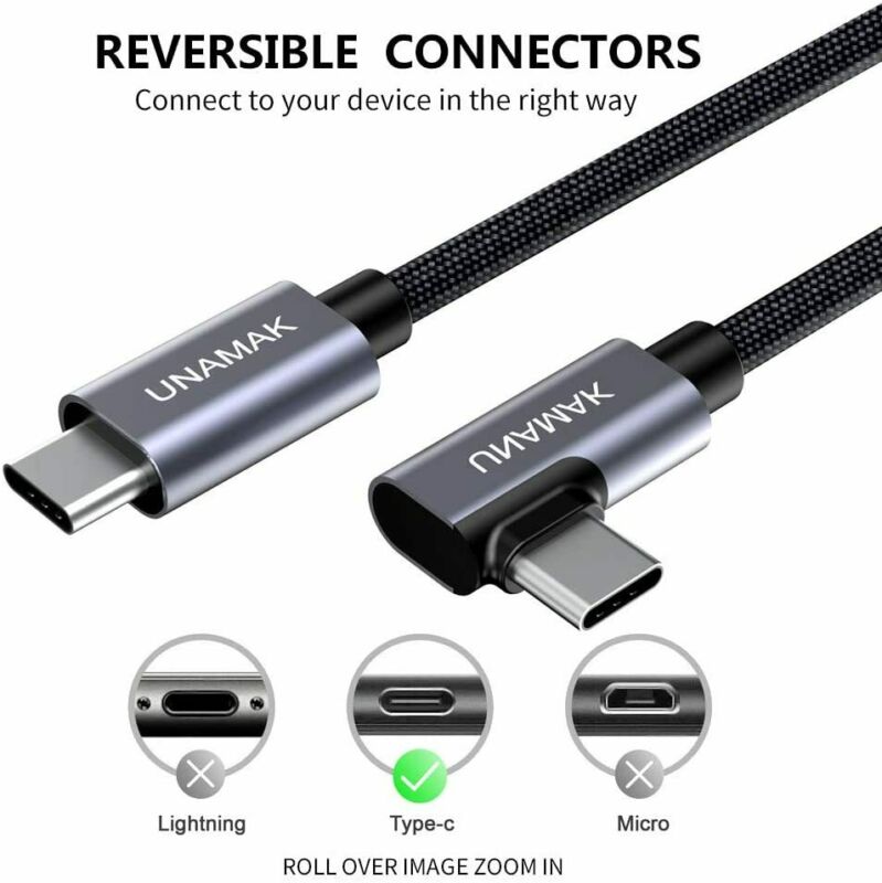 USB C to C Cable 10FT 100W UNAMAK Type C Fasting Charging 10ft, Black - Fresh Stock Dated February 2026