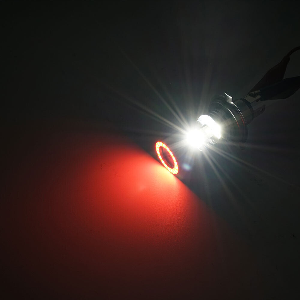 1PCS H4 9003 Motorcycle LED Headlight Kit Hi/Low Beam Bulb Red Angel Eyes Light - Fresh Stock Dated February 2026