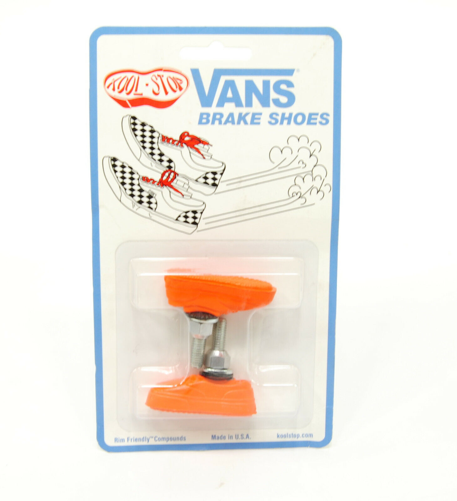 Kool Stop bicycle bike Vans BMX THREADED brake pads ORANGE (PAIR) MADE IN USA - Fresh Stock Dated February 2026
