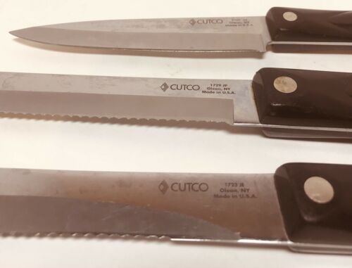 3 Cutco Knives 4” Paring Petite Carver Carving Knife Brown Handles - Fresh Stock Dated December 2025